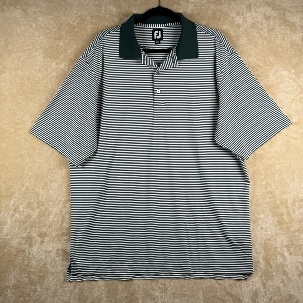 FootJoy Mens XL ProDry Golf Polo Shirt Green White Striped Short Sleeve FJ